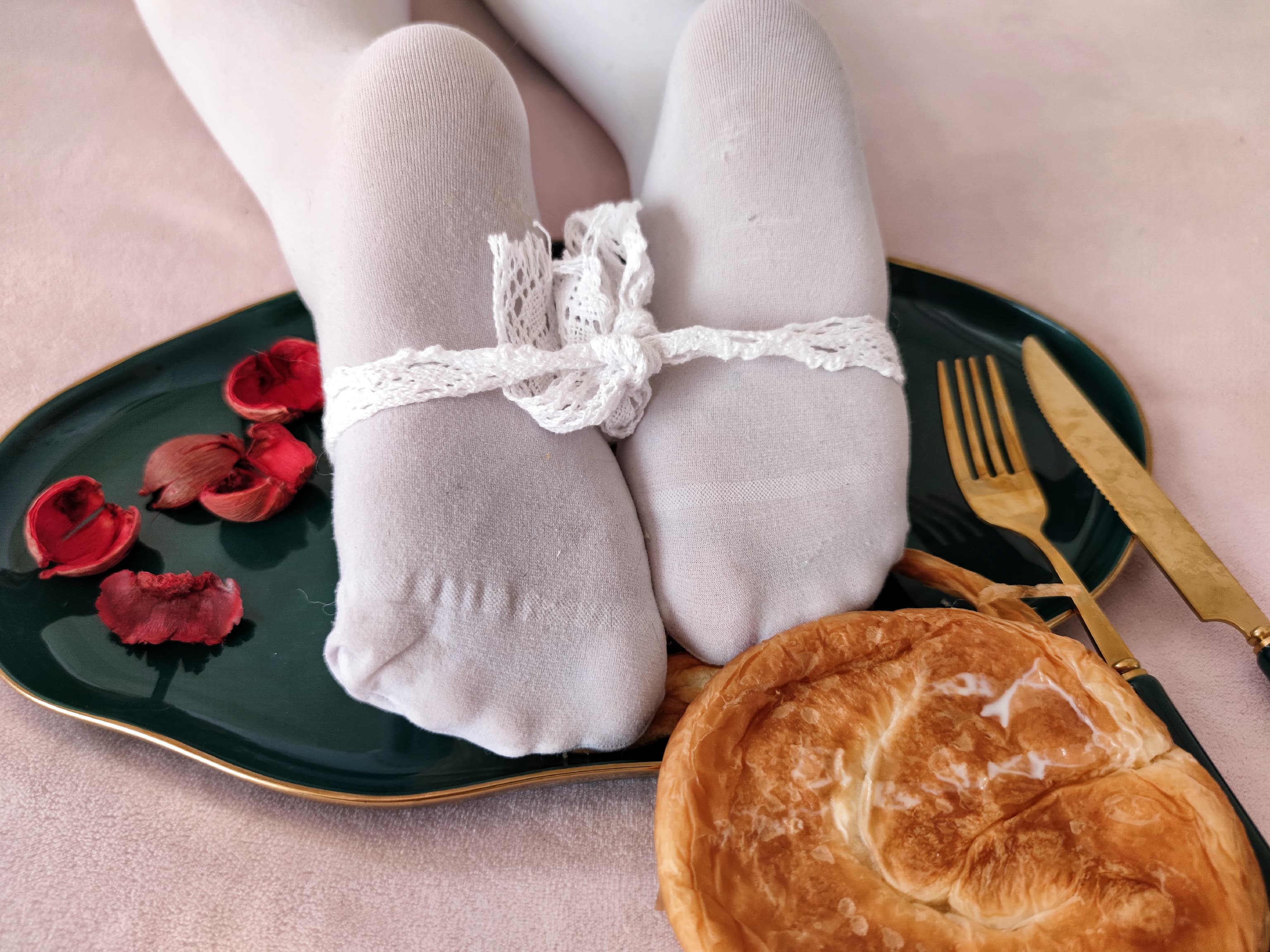 Sock-clad arch in shadow